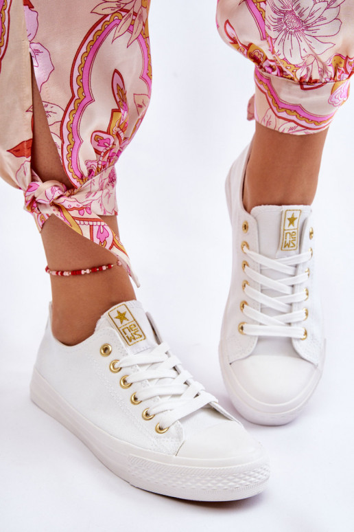 Zapato casual modelo clásico Color blanco-oro Ecoma