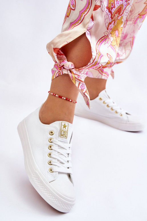 Zapato casual modelo clásico Color blanco-oro Ecoma