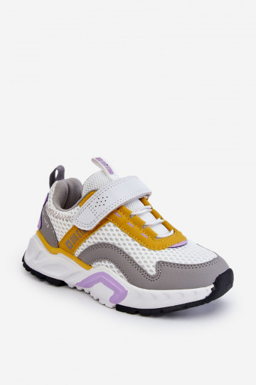 Deportivas infantiles con cierres adhesivos Big Star JJ374257 Blanco-amarillo