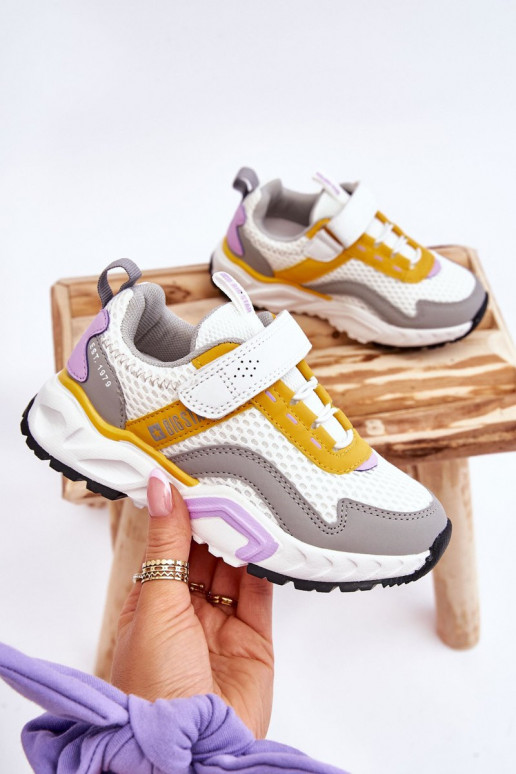 Deportivas infantiles con cierres adhesivos Big Star JJ374257 Blanco-amarillo