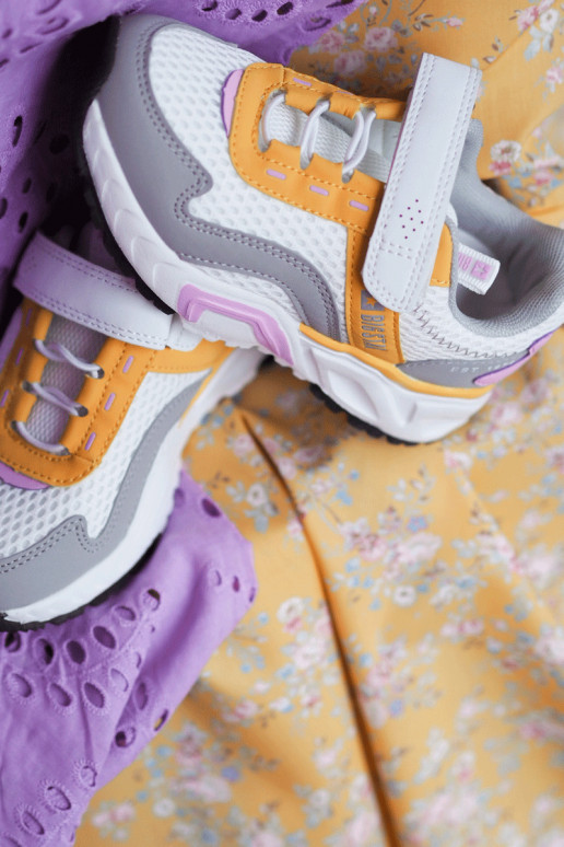 Deportivas infantiles con cierres adhesivos Big Star JJ374257 Blanco-amarillo