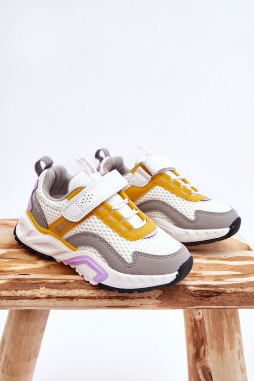 Deportivas infantiles con cierres adhesivos Big Star JJ374257 Blanco-amarillo