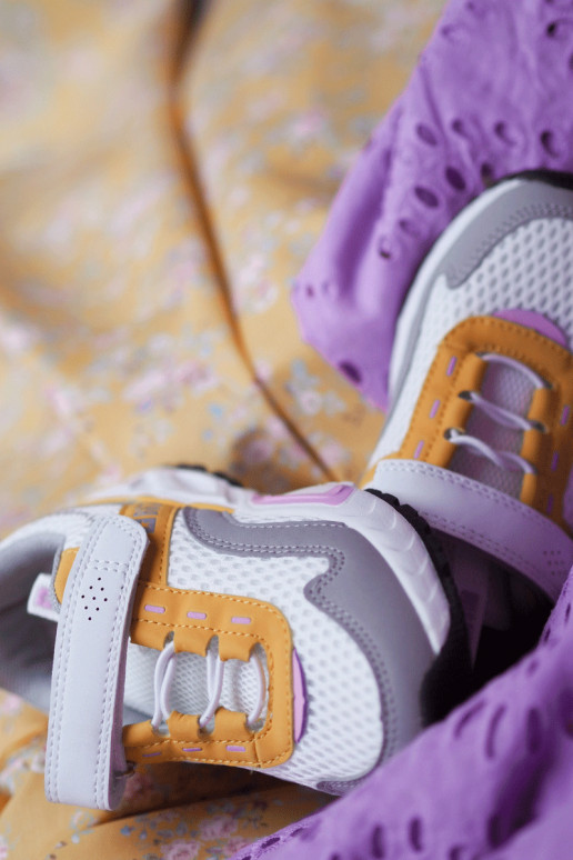 Deportivas infantiles con cierres adhesivos Big Star JJ374257 Blanco-amarillo