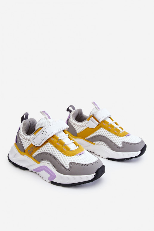 Deportivas infantiles con cierres adhesivos Big Star JJ374257 Blanco-amarillo