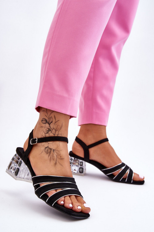 Sandalias Callan de ante con detalles brillantes en negro
