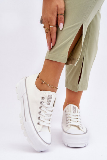 Zapatos casual con plataforma Big Star LL274150 color blanco. 2