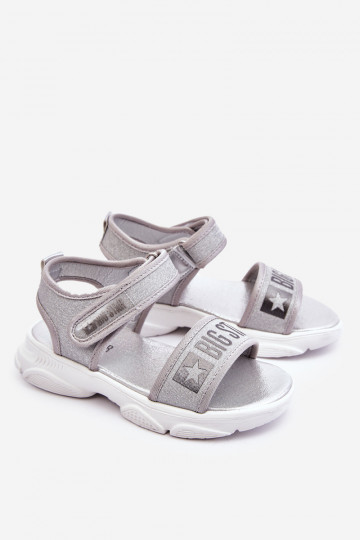 Sandalias infantiles con cierres adhesivos Big Star LL374194 color plata
