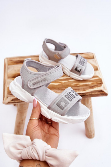 Sandalias infantiles con cierres adhesivos Big Star LL374194 color plata 2