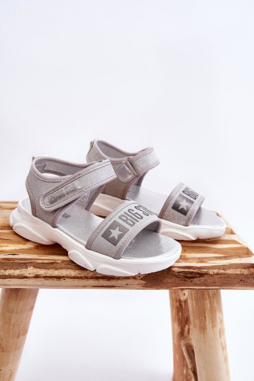 Sandalias infantiles con cierres adhesivos Big Star LL374194 color plata
