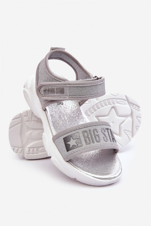 Sandalias infantiles con cierres adhesivos Big Star LL374194 color plata