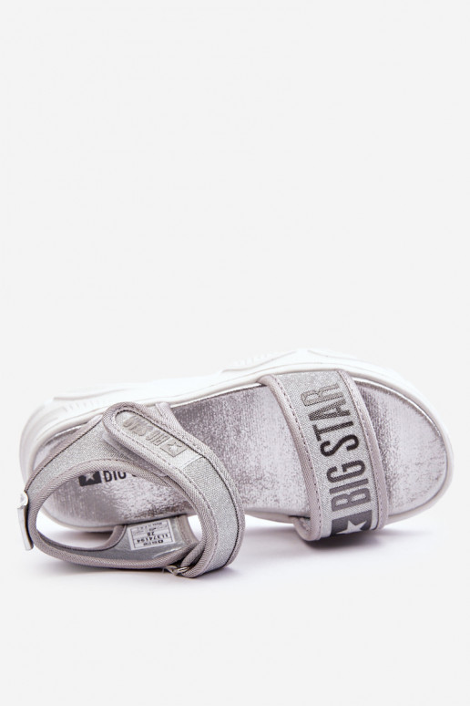 Sandalias infantiles con cierres adhesivos Big Star LL374194 color plata