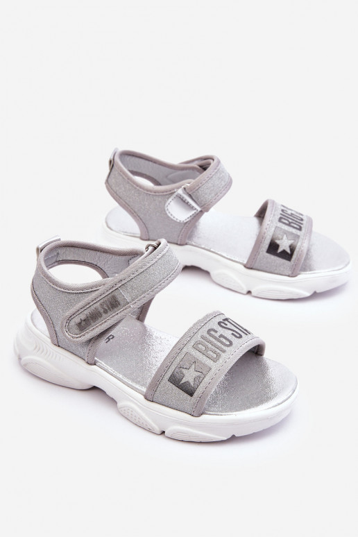 Sandalias infantiles con cierres adhesivos Big Star LL374194 color plata