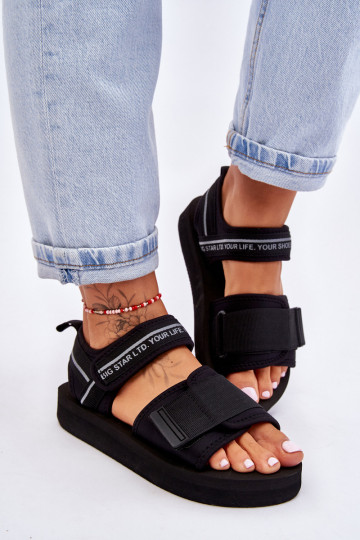 Sandalias de mujer con cierres adhesivos Big Star LL274784 color negro 2