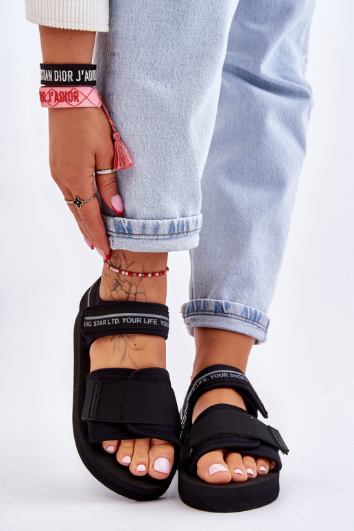 Sandalias de mujer con cierres adhesivos Big Star LL274784 color negro