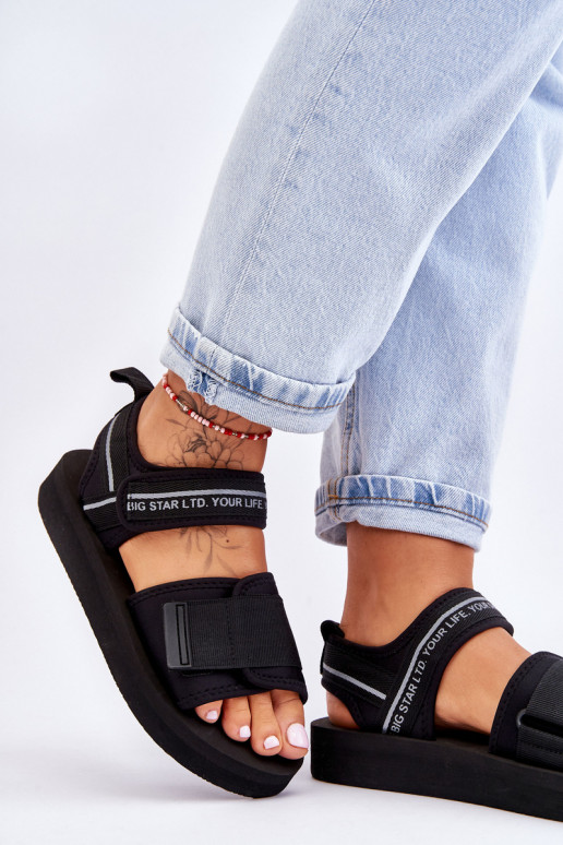 Sandalias de mujer con cierres adhesivos Big Star LL274784 color negro