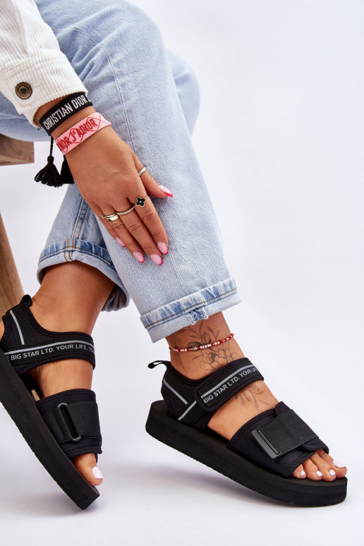 Sandalias de mujer con cierres adhesivos Big Star LL274784 color negro