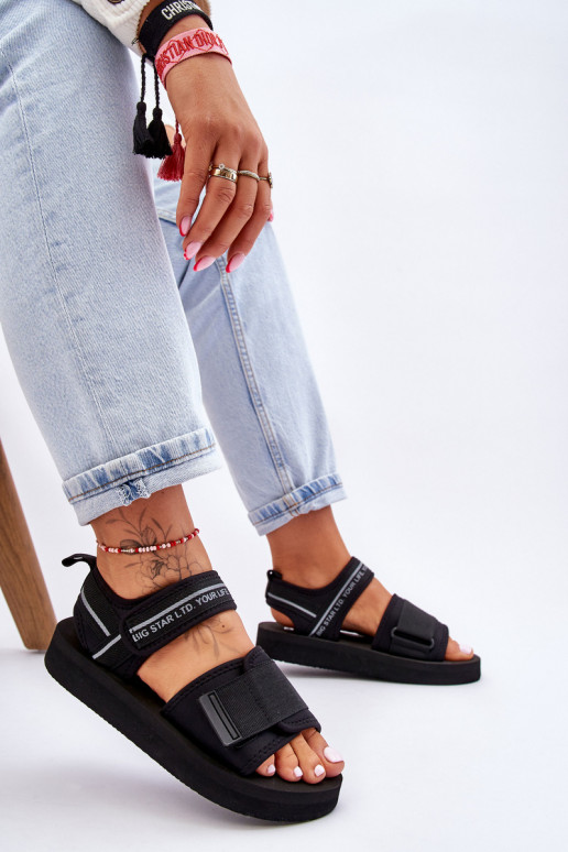 Sandalias de mujer con cierres adhesivos Big Star LL274784 color negro