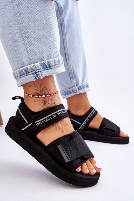 Sandalias de mujer con cierres adhesivos Big Star LL274784 color negro