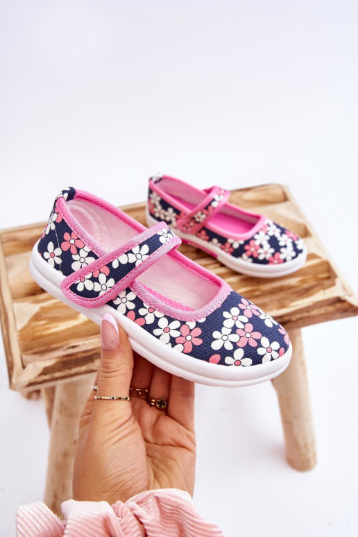 Bailarinas infantiles con estampados florales en color azul-rosa Noah