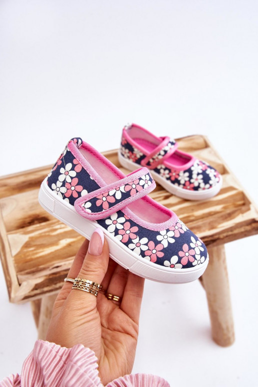 Bailarinas infantiles con estampados florales en color azul-rosa Noah