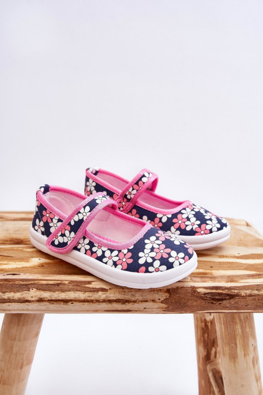 Bailarinas infantiles con estampados florales en color azul-rosa Noah