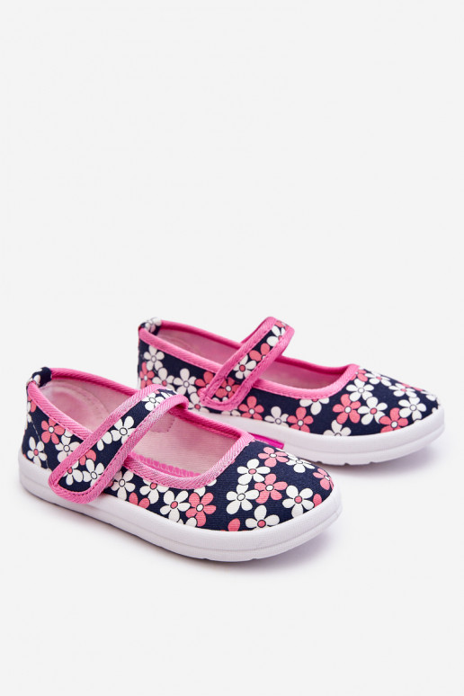 Bailarinas infantiles con estampados florales en color azul-rosa Noah