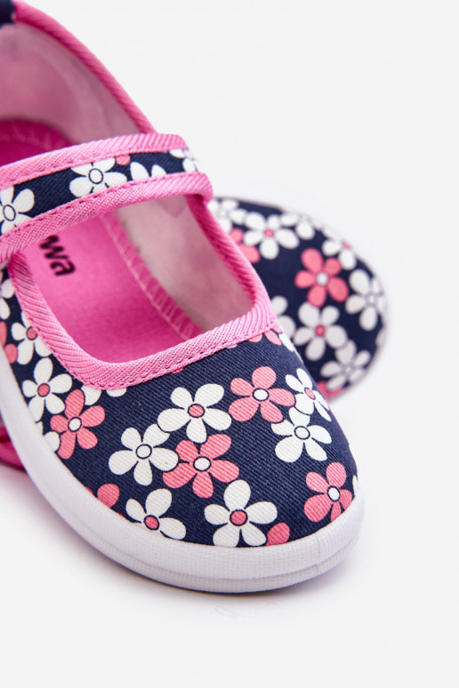 Bailarinas infantiles con estampados florales en color azul-rosa Noah