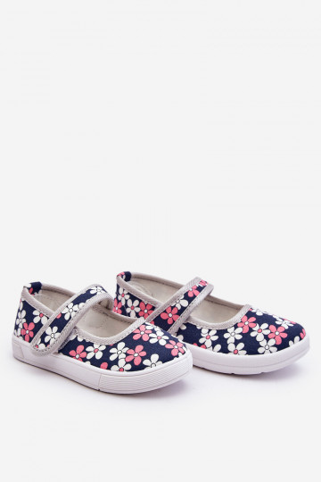 Bailarinas infantiles con estampado floral en color azul-gris Noah