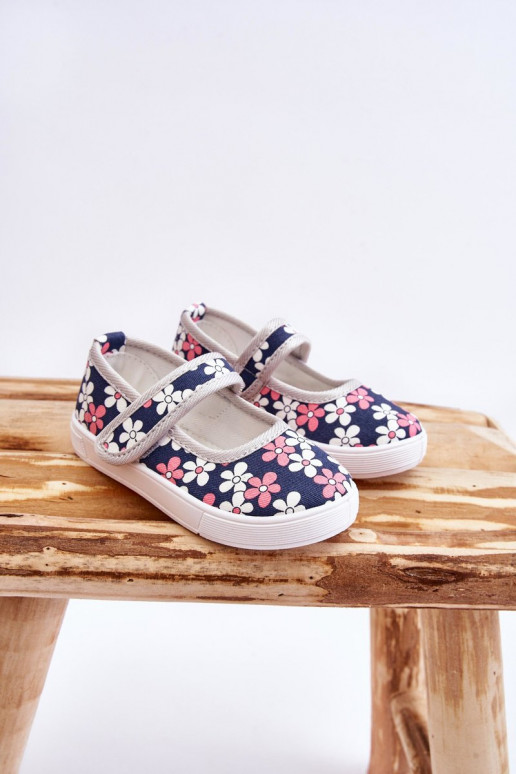Bailarinas infantiles con estampado floral en color azul-gris Noah