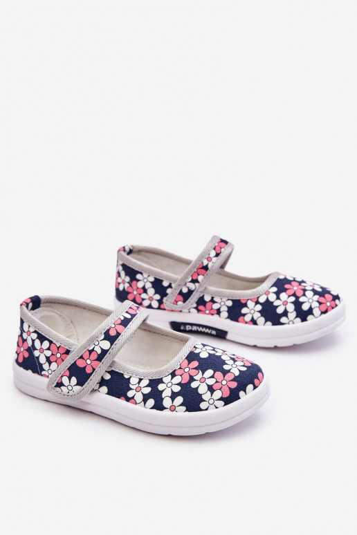 Bailarinas infantiles con estampado floral en color azul-gris Noah