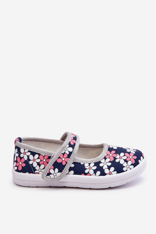 Bailarinas infantiles con estampado floral en color azul-gris Noah