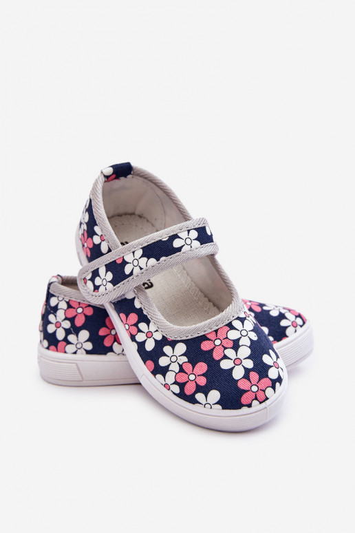 Bailarinas infantiles con estampado floral en color azul-gris Noah