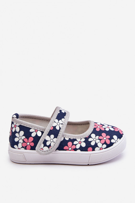 Bailarinas infantiles con estampado floral en color azul-gris Noah
