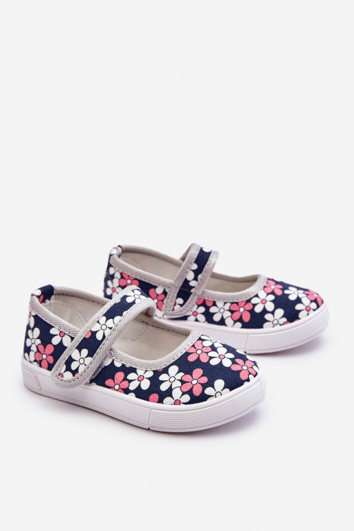Bailarinas infantiles con estampado floral en color azul-gris Noah