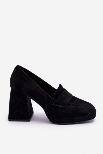 Zapatos de ante con tacón ancho y plataforma en color negro Adriel