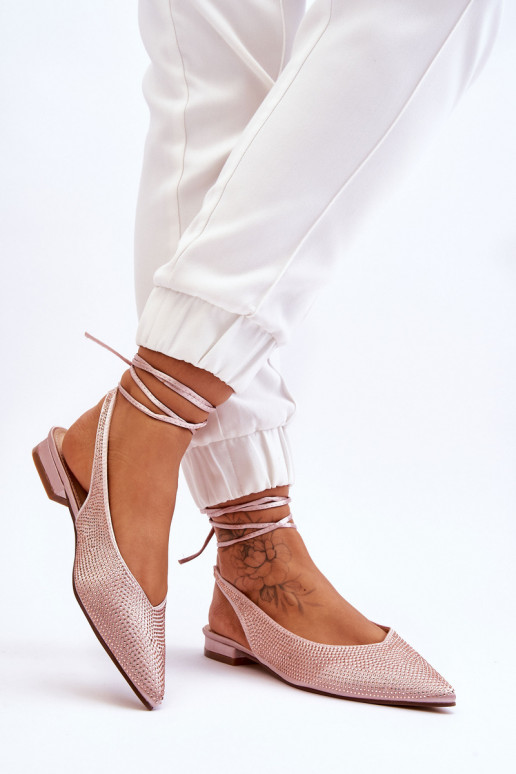 bailarinas con cintas y remaches beige Mavis