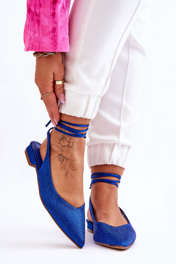 bailarinas con cintas y tachuelas en azul Mavis