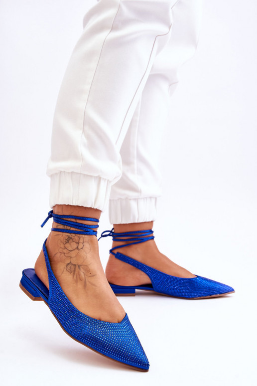 bailarinas con cintas y tachuelas en azul Mavis