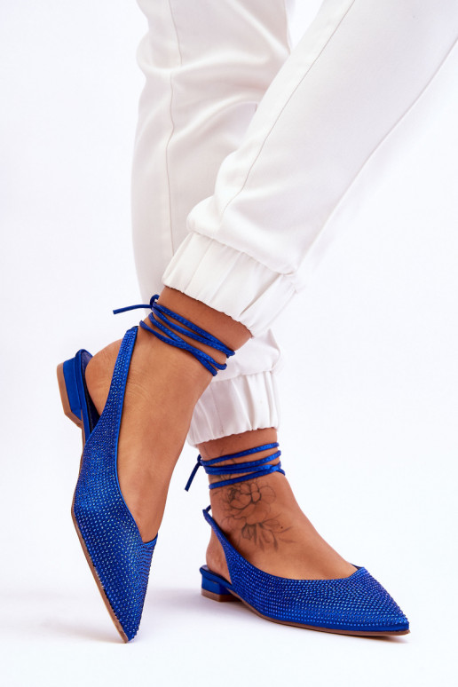 bailarinas con cintas y tachuelas en azul Mavis