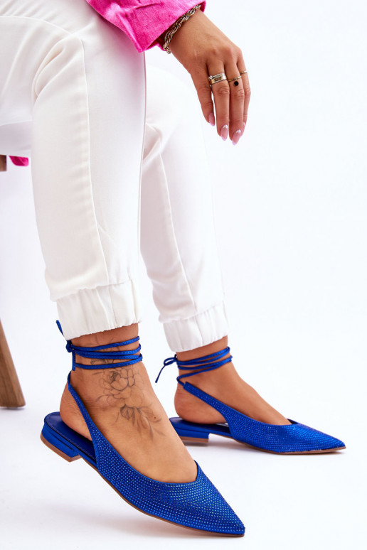 bailarinas con cintas y tachuelas en azul Mavis