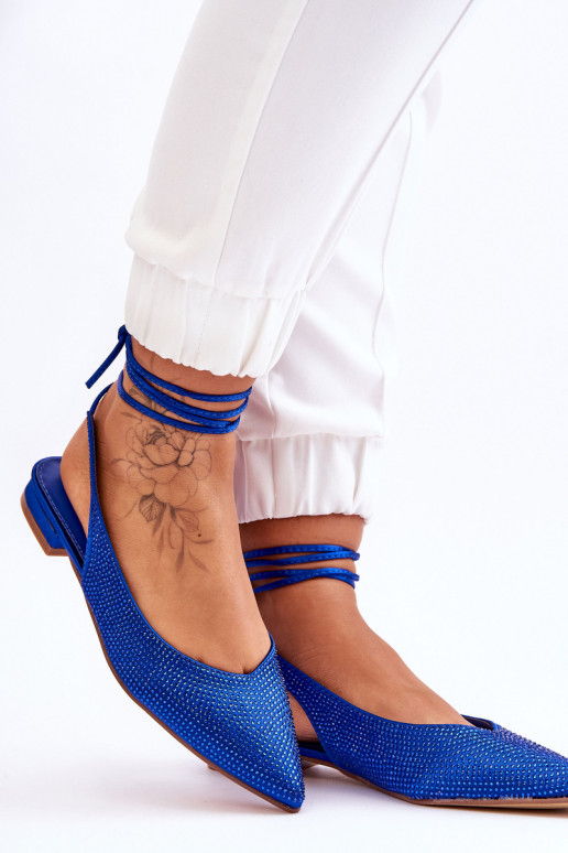 bailarinas con cintas y tachuelas en azul Mavis