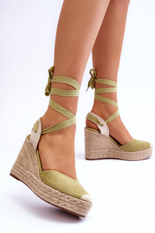 sandalias Lendy verdes con cordones