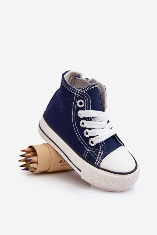 Zapatos infantiles con suela con cremalleras en azul oscuro Filemon
