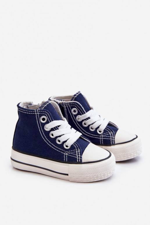 Zapatos infantiles con suela con cremalleras en azul oscuro Filemon