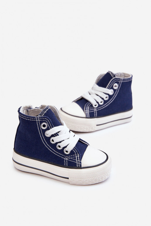 Zapatos infantiles con suela con cremalleras en azul oscuro Filemon