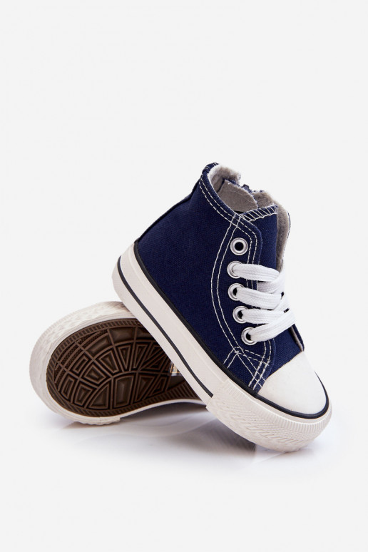 Zapatos infantiles con suela con cremalleras en azul oscuro Filemon