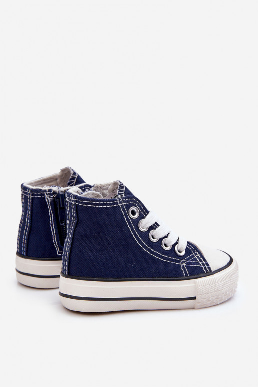 Zapatos infantiles con suela con cremalleras en azul oscuro Filemon