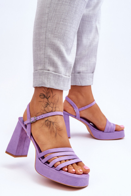 Elegantes Tacones Altos De Ante Y Plataforma Púrpura Verde