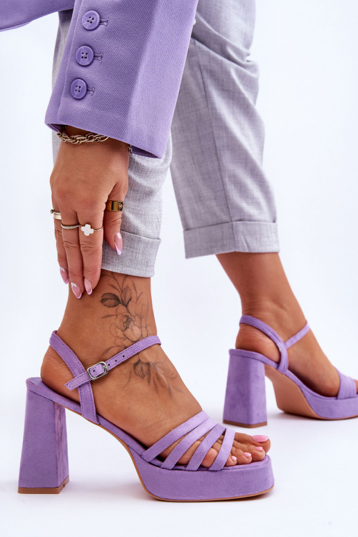 Elegantes Tacones Altos De Ante Y Plataforma Púrpura Verde