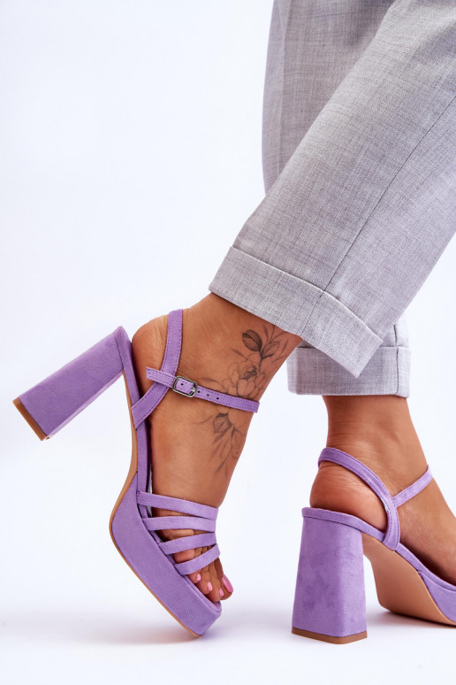 Elegantes Tacones Altos De Ante Y Plataforma Púrpura Verde